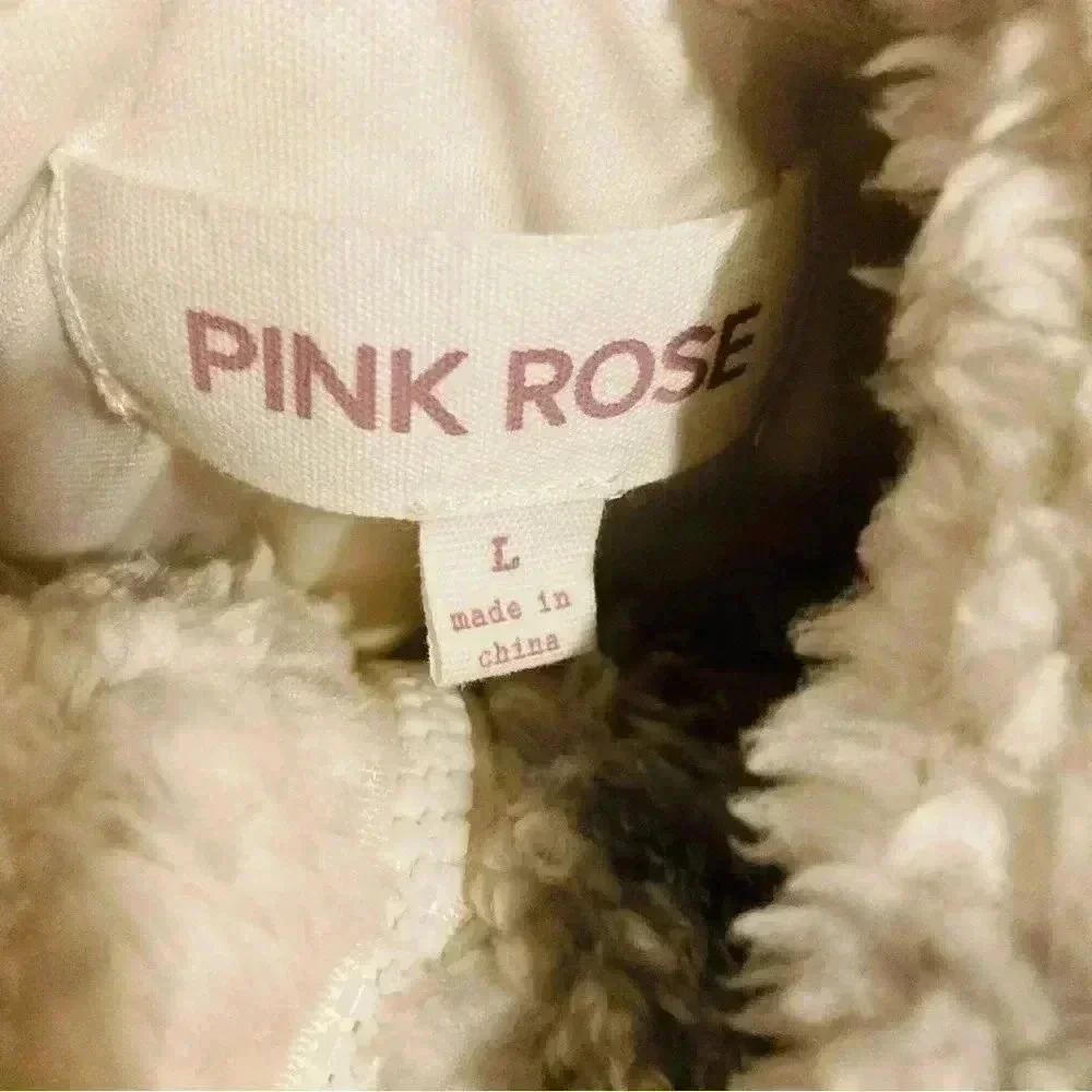 Pink Rose Girl’s Fleece Quarter Zip Sweatshirt Pullover Sweater Sz. Large NWOT